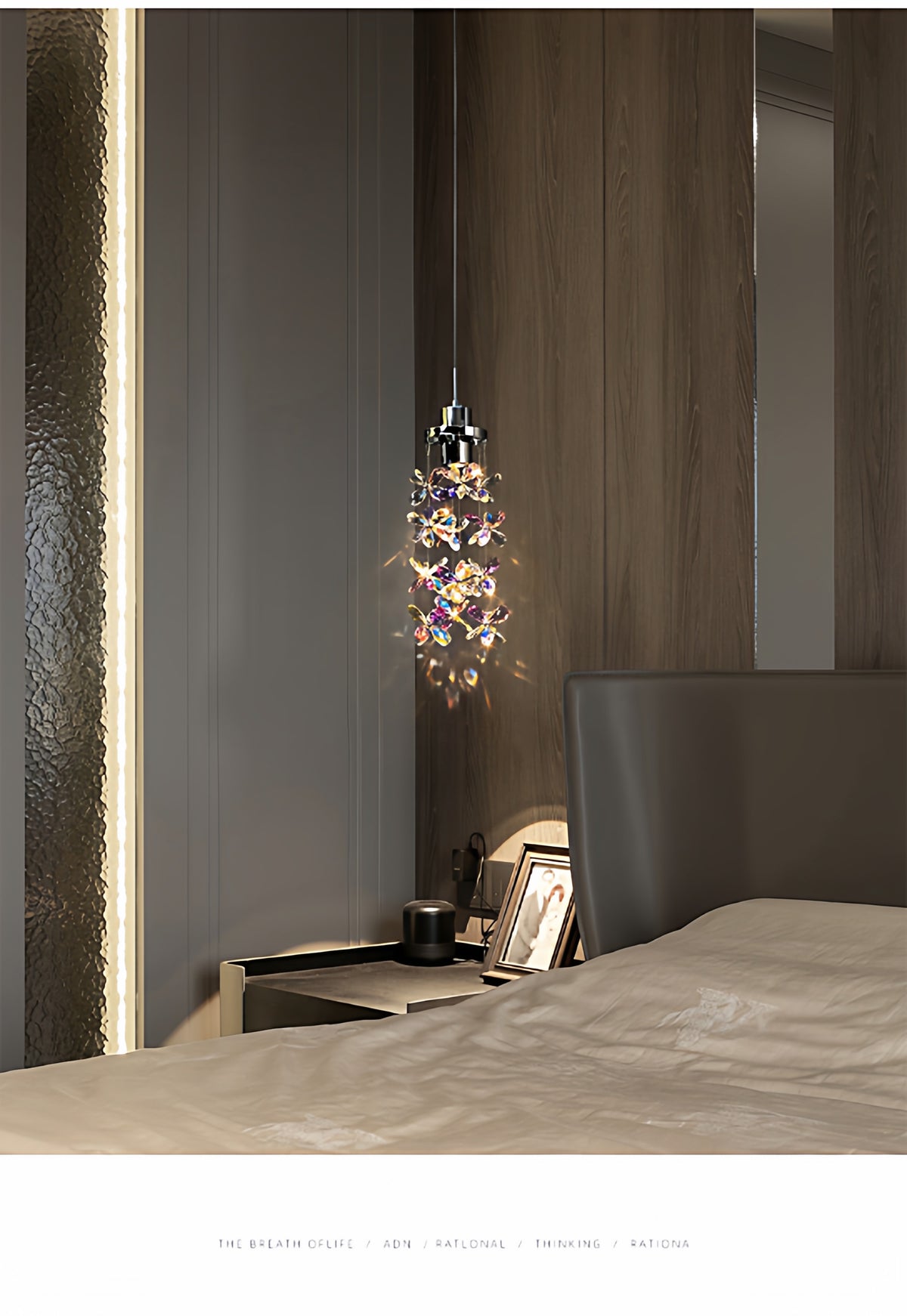 French-style luxury crystal bedside pendant light