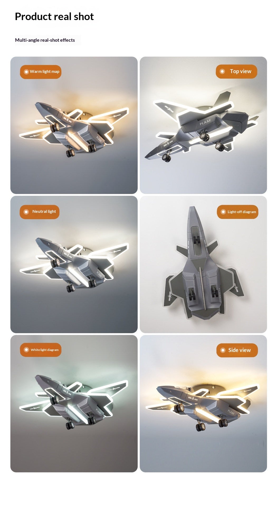 Creative Airplane-Shaped Ceiling Light/Chandelier for Boys' Bedrooms – Full-Spectrum, Eye-Protecting Design with Foldable Wings