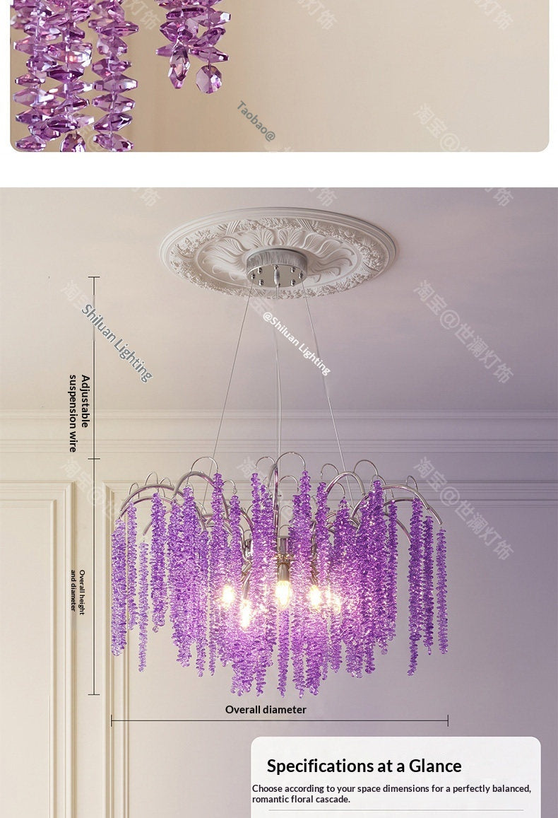 French-style crystal wisteria waterfall chandelier