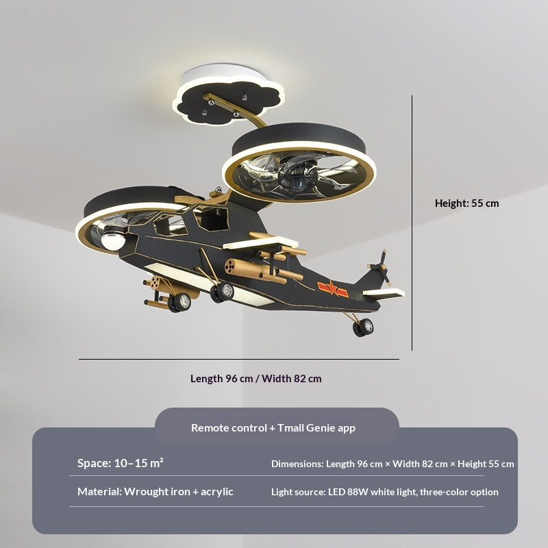 Airplane-shaped ceiling fan with light