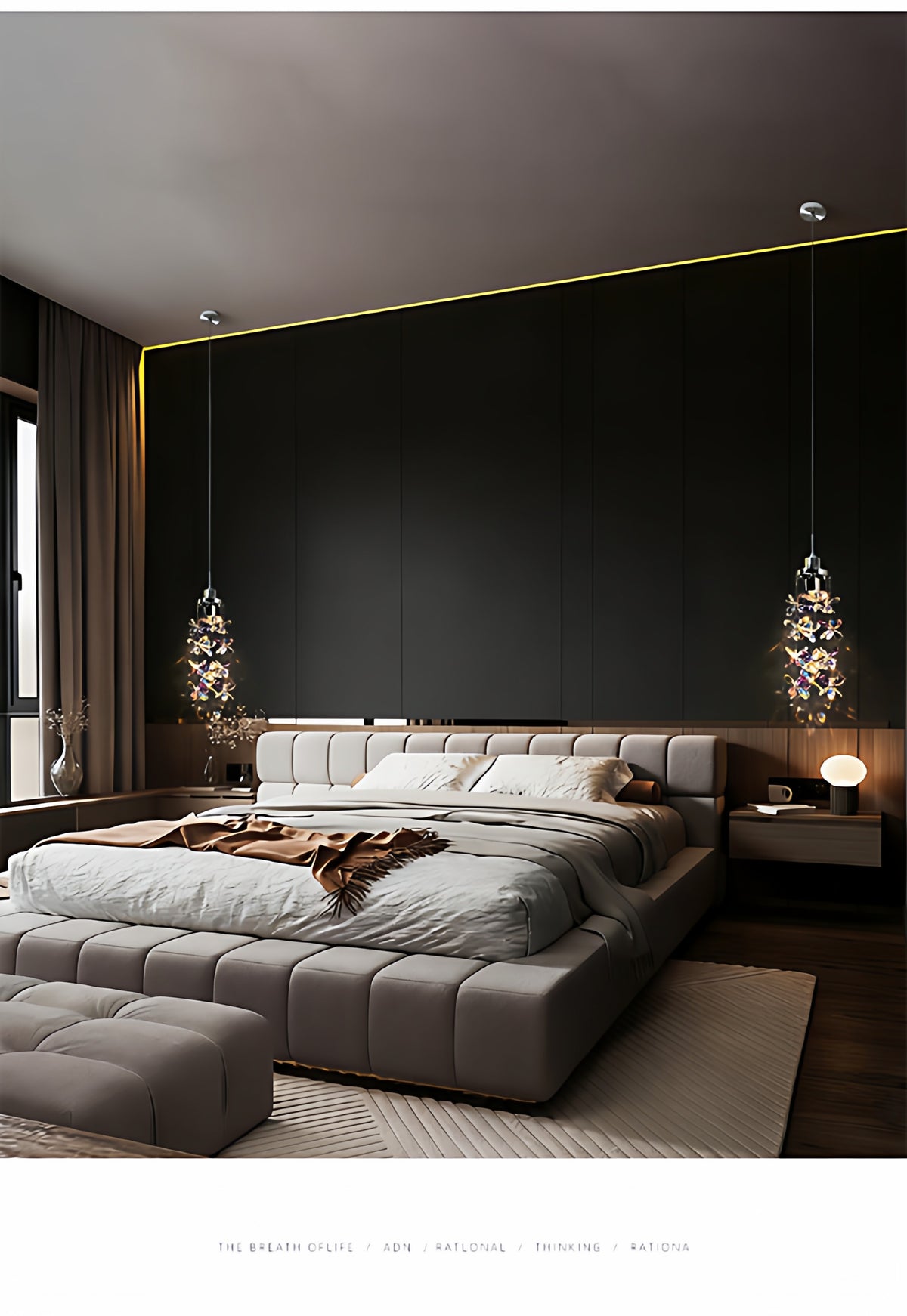 French-style luxury crystal bedside pendant light