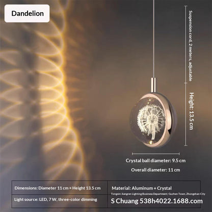 crystal ball pendant light for bedside