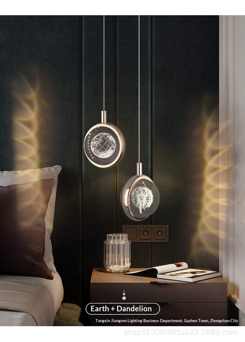 crystal ball pendant light for bedside