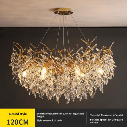 Dining room pendant lights and living room crystal chandeliers