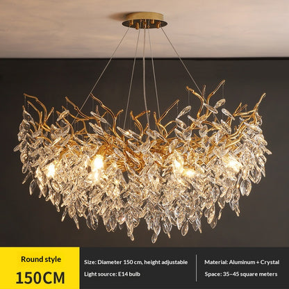 Dining room pendant lights and living room crystal chandeliers