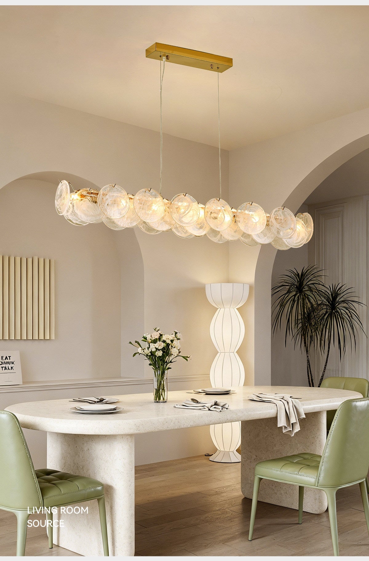White Jade Glazed Crystal Chandelier