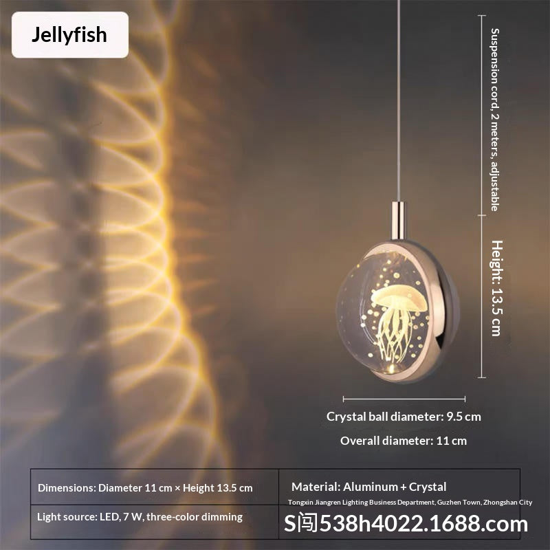 crystal ball pendant light for bedside