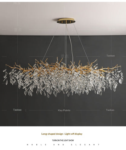 Dining room pendant lights and living room crystal chandeliers