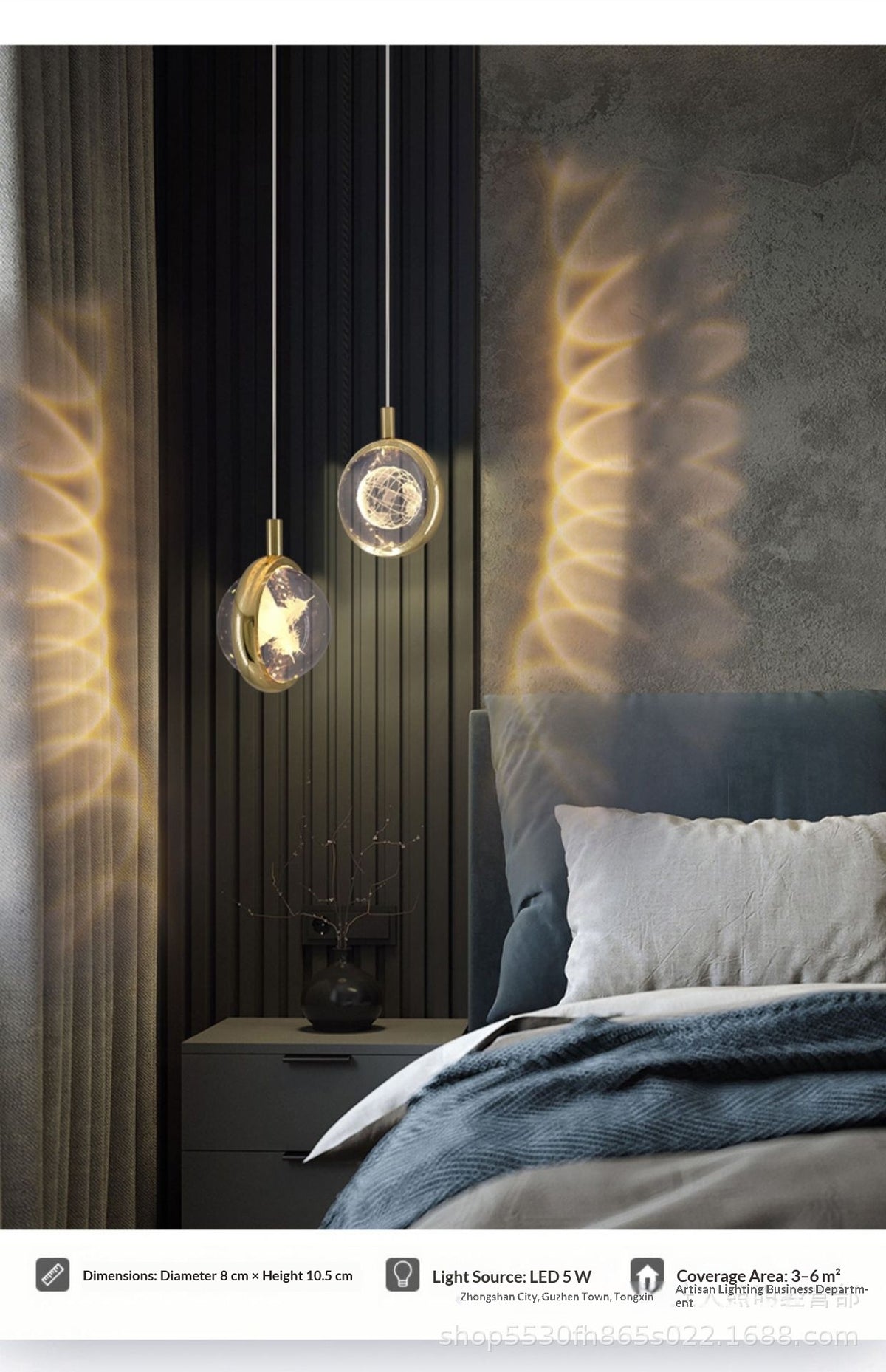 crystal ball pendant light for bedside