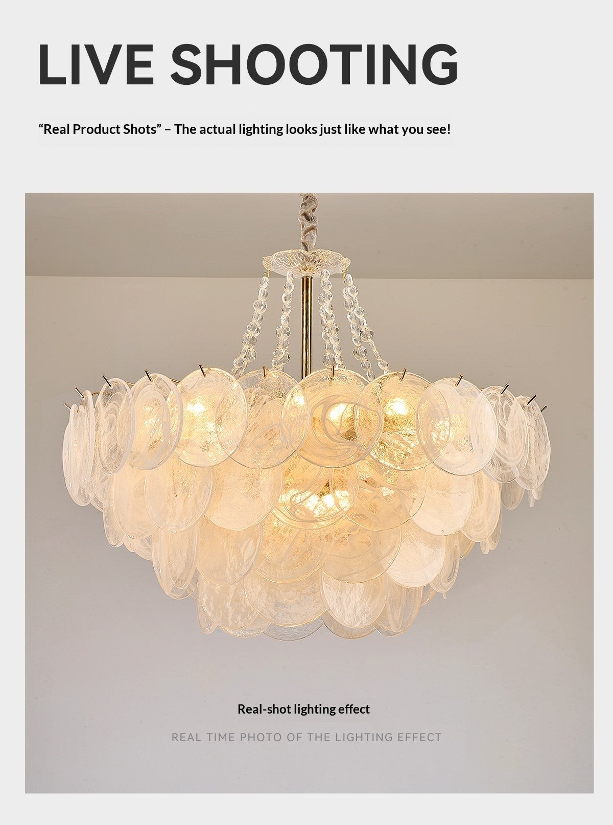 White Jade Glazed Crystal Chandelier