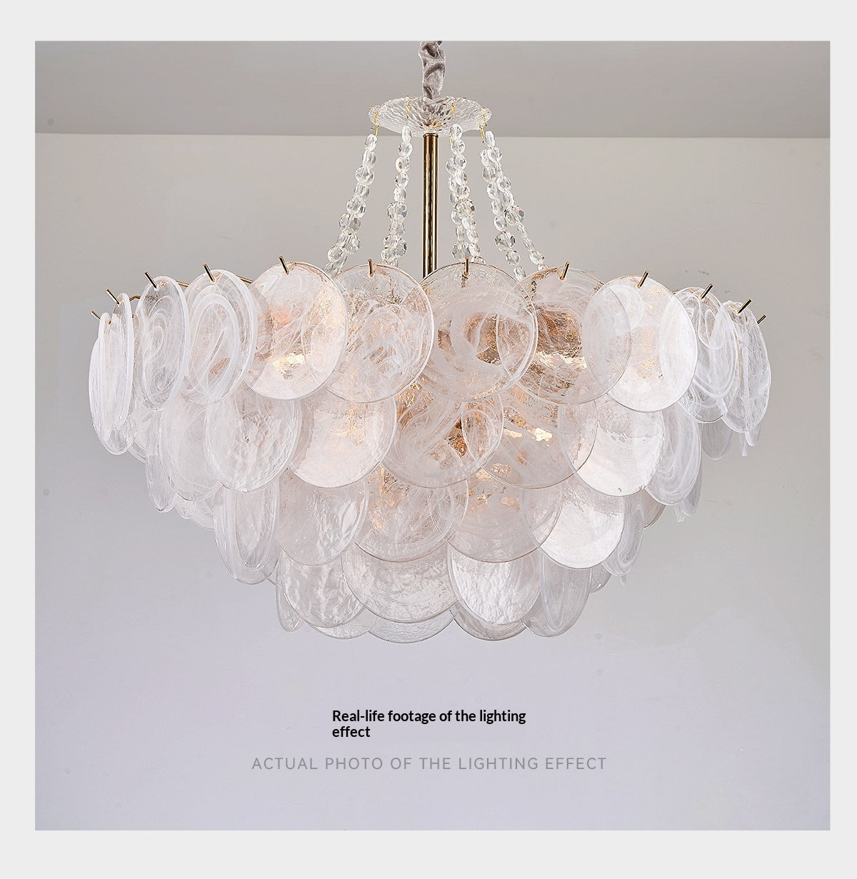 White Jade Glazed Crystal Chandelier