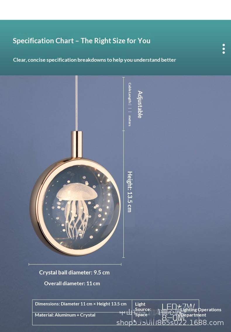 crystal ball pendant light for bedside