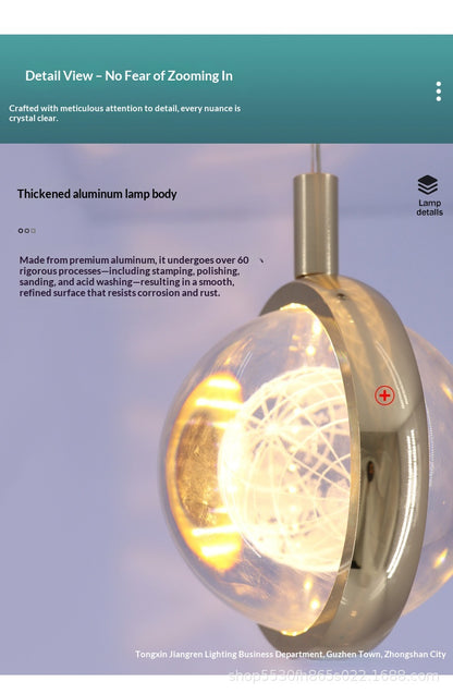 crystal ball pendant light for bedside
