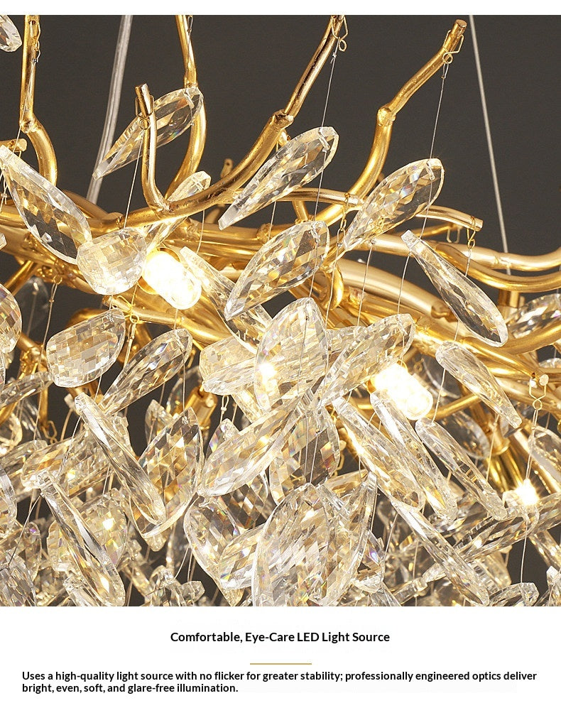 Dining room pendant lights and living room crystal chandeliers
