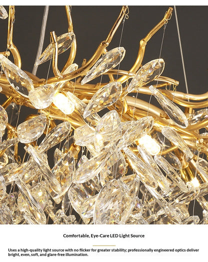 Dining room pendant lights and living room crystal chandeliers