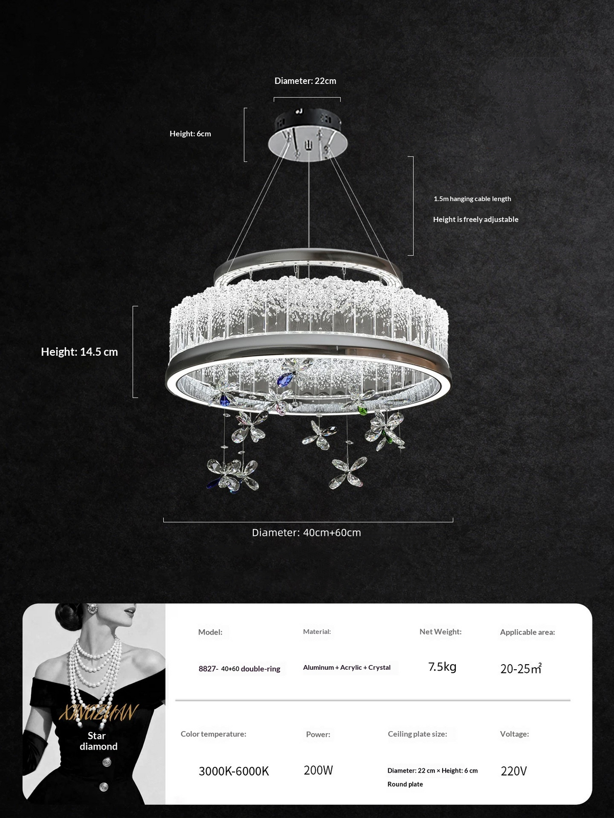 Light Luxury Butterfly Crystal Chandelier