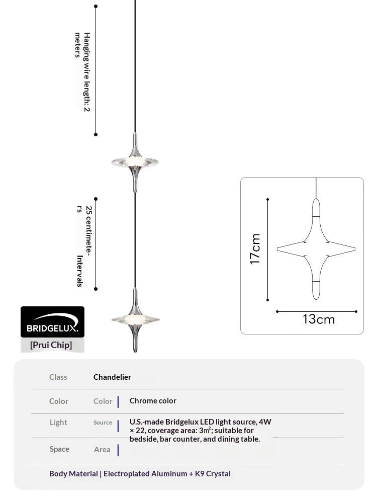 Italian-Style Luxury Crystal Bedside Pendant Light