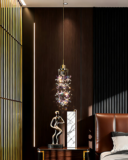 French-style luxury crystal bedside pendant light