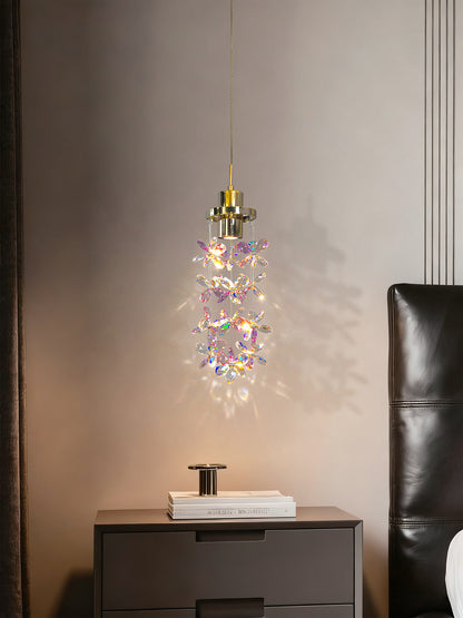 French-style luxury crystal bedside pendant light