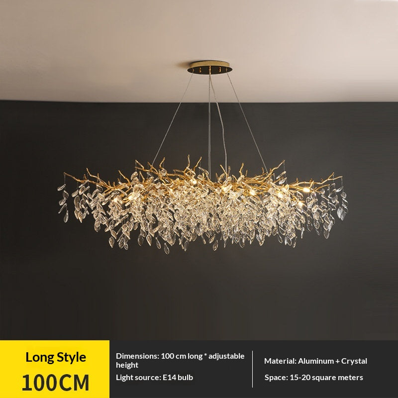 Dining room pendant lights and living room crystal chandeliers