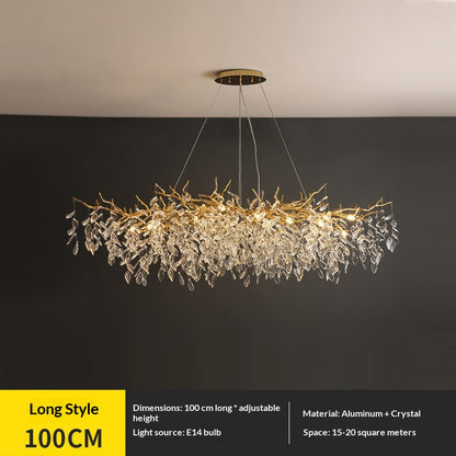 Dining room pendant lights and living room crystal chandeliers