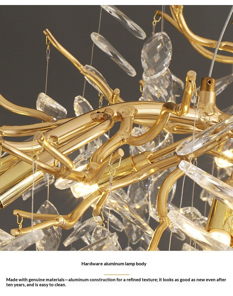 Dining room pendant lights and living room crystal chandeliers