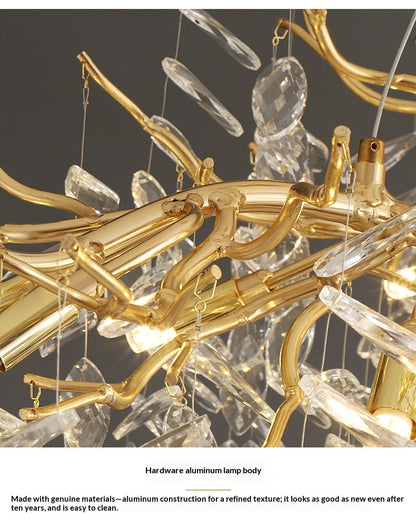 Dining room pendant lights and living room crystal chandeliers