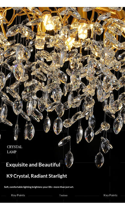 Dining room pendant lights and living room crystal chandeliers