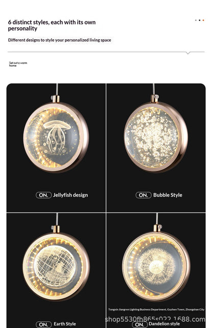 crystal ball pendant light for bedside