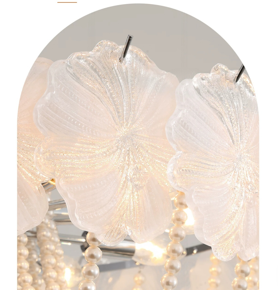 French Light Luxury Pearl Flower Chandelier