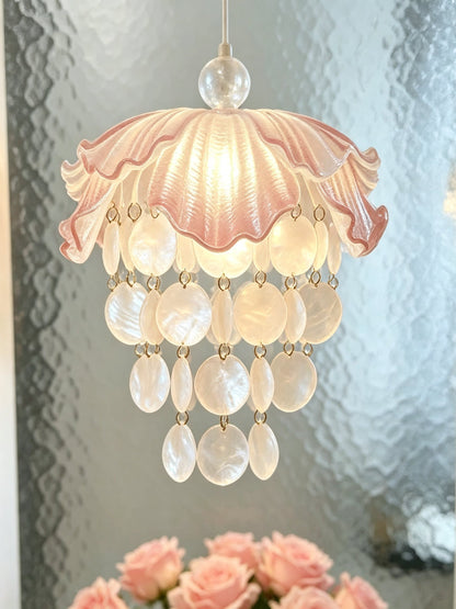 European Minimalist Princess-Style Crystal and Shell Bedside Pendant Light