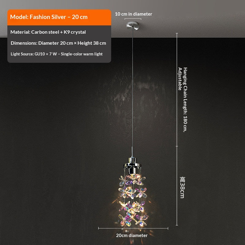 French-style luxury crystal bedside pendant light