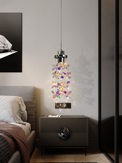 French-style luxury crystal bedside pendant light