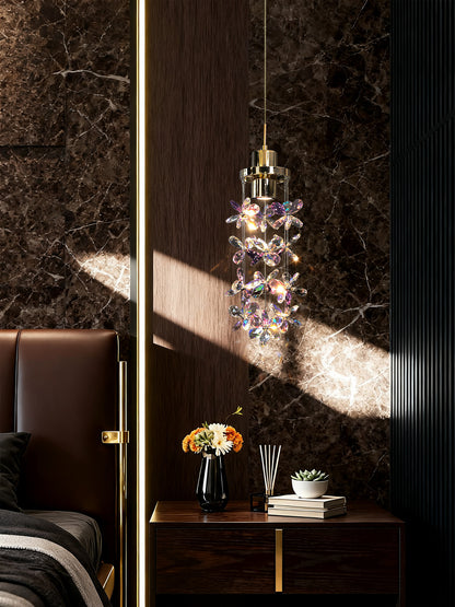 French-style luxury crystal bedside pendant light