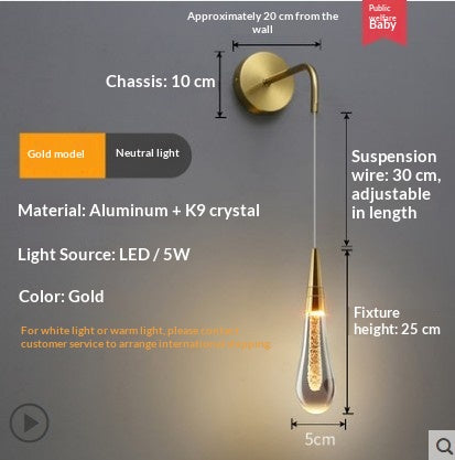 Luxury Crystal Bedside Wall Lamp