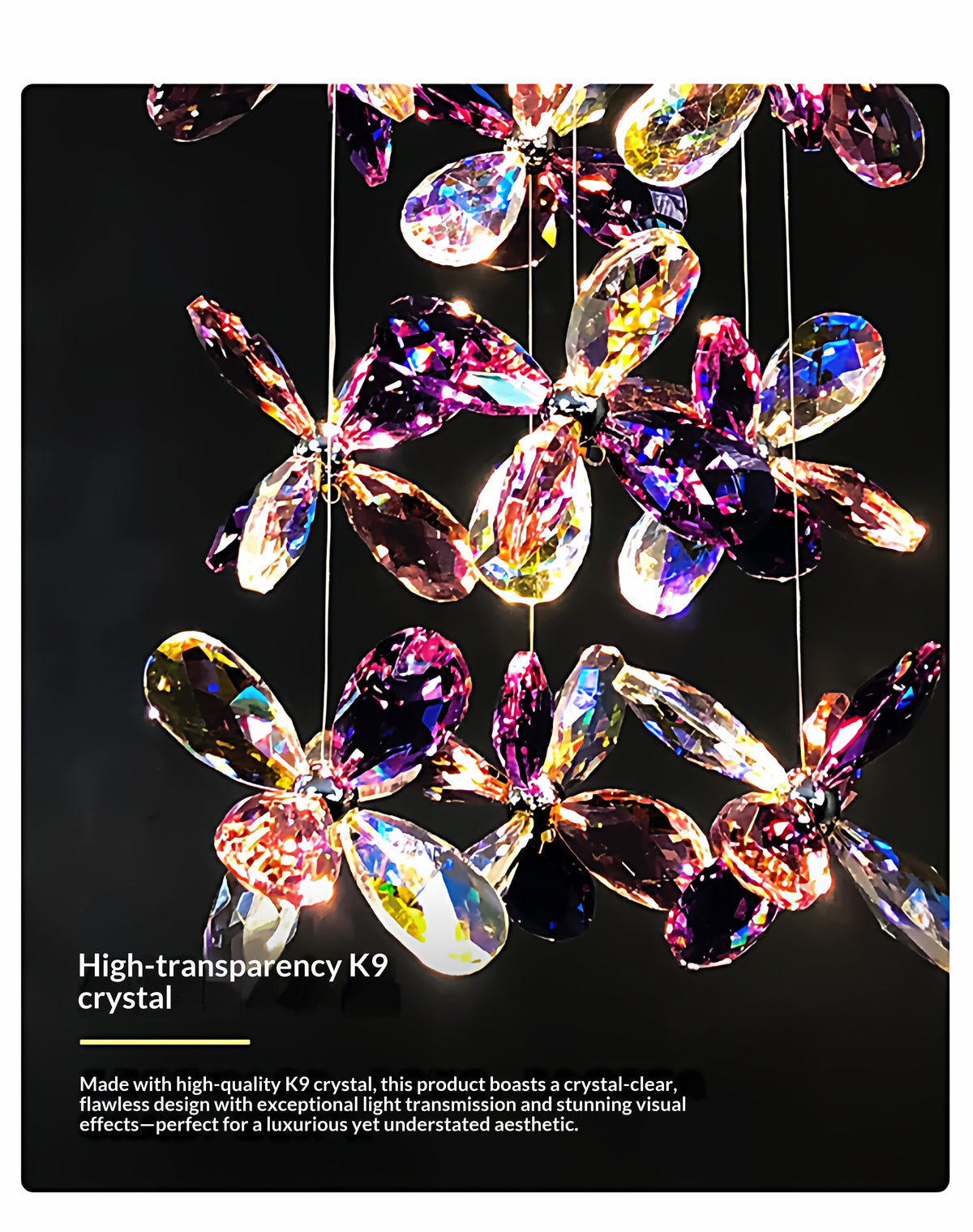 French-style luxury crystal bedside pendant light