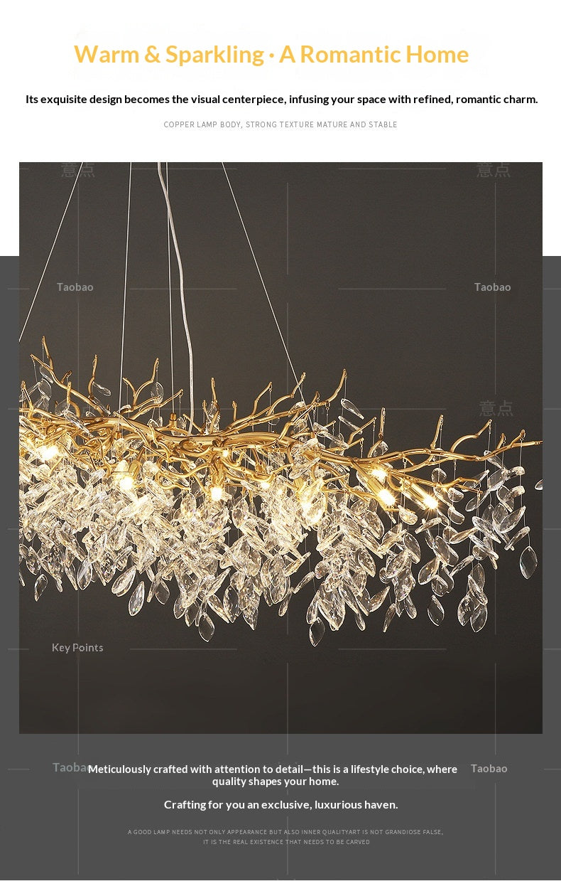Dining room pendant lights and living room crystal chandeliers