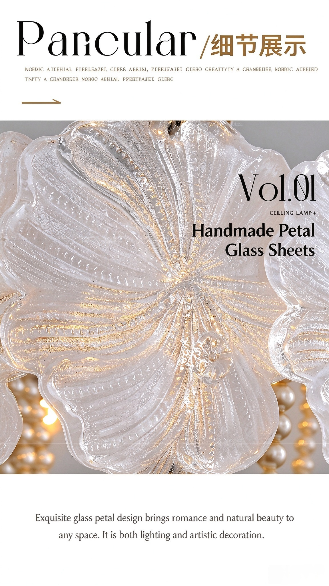 French Light Luxury Pearl Flower Chandelier