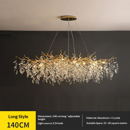 Dining room pendant lights and living room crystal chandeliers