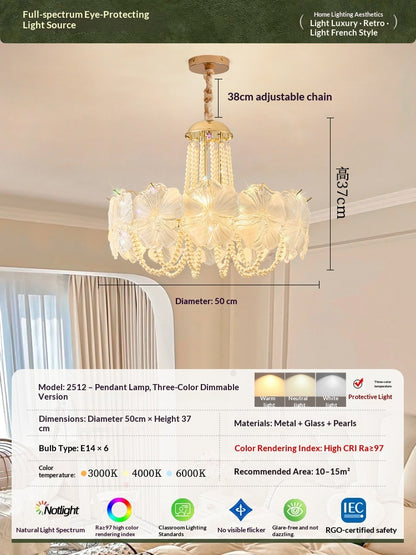 French Light Luxury Pearl Flower Chandelier