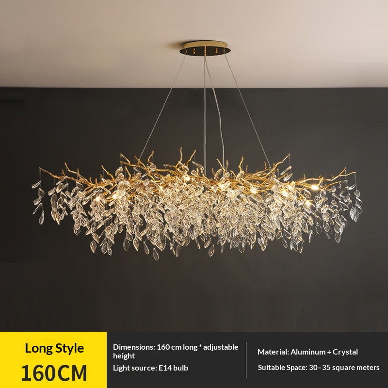 Dining room pendant lights and living room crystal chandeliers