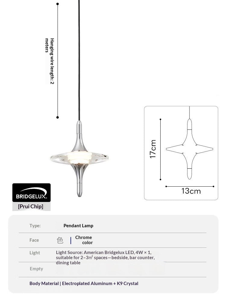 Italian-Style Luxury Crystal Bedside Pendant Light