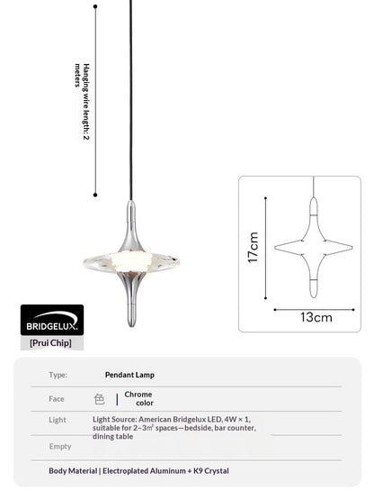 Italian-Style Luxury Crystal Bedside Pendant Light