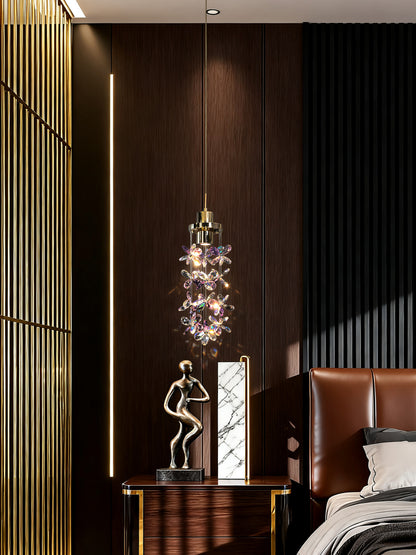 French-style luxury crystal bedside pendant light