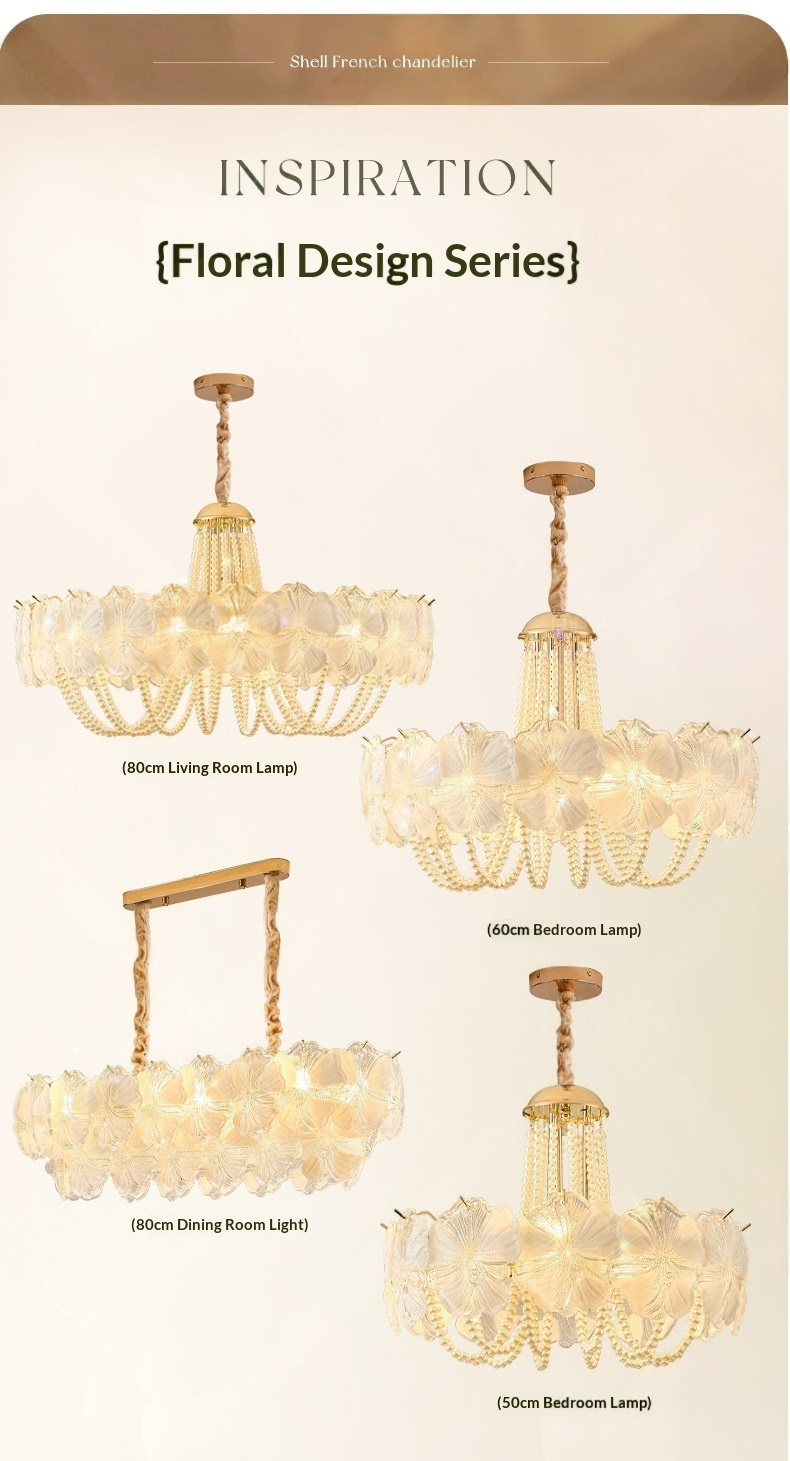 French Light Luxury Pearl Flower Chandelier