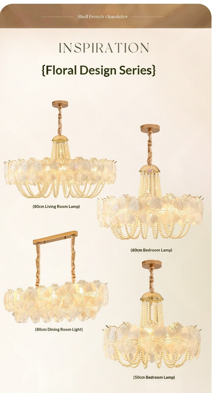 French Light Luxury Pearl Flower Chandelier