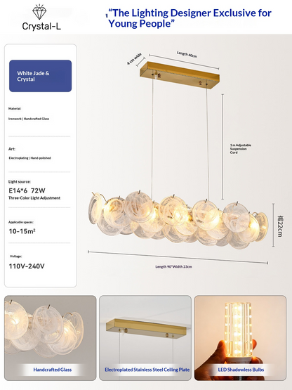 White Jade Glazed Crystal Chandelier