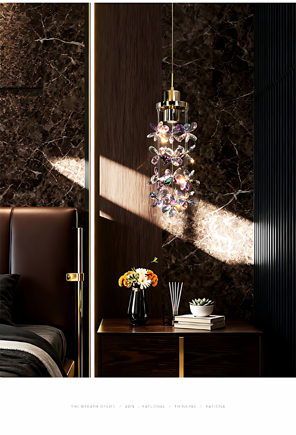 French-style luxury crystal bedside pendant light