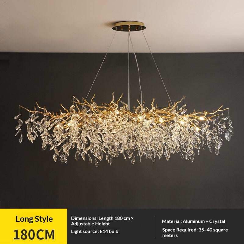 Dining room pendant lights and living room crystal chandeliers