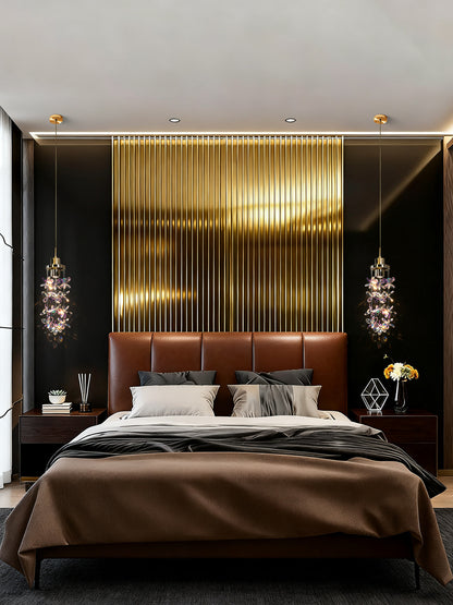 French-style luxury crystal bedside pendant light